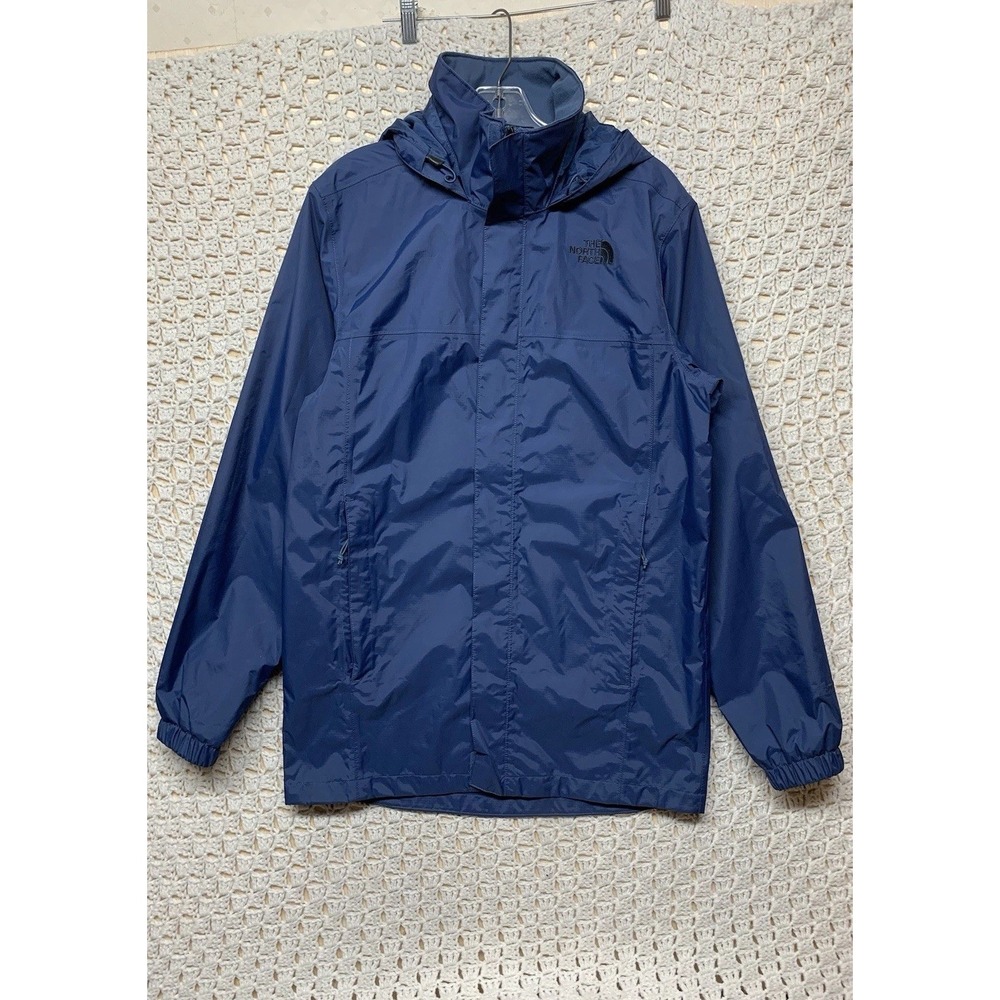 The North Face Resolve 2 Rain Hoodie Windbreaker Coat Jacket Mens Sz S Navy Blue